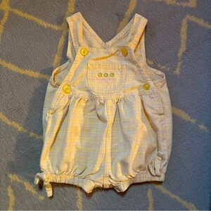 EUC Vintage ‘Baby Boots’ 100% Cotton Yellow Plaid Romper Playsuit 3-6 Months